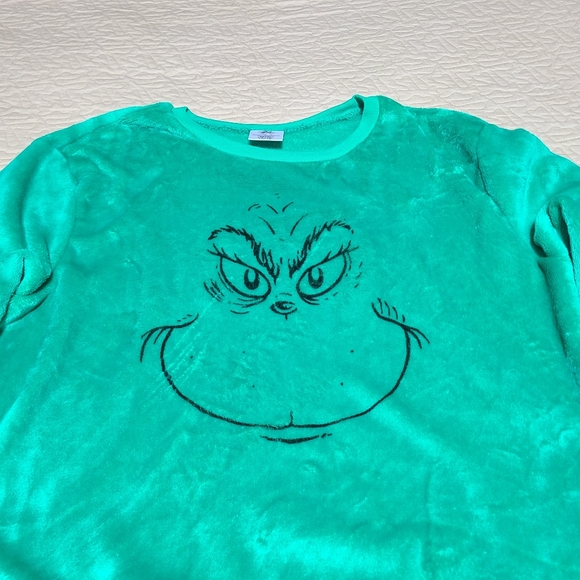 Disney Grinch fleece Pajama Christmas sweatshirt size L - Picture 1 of 6